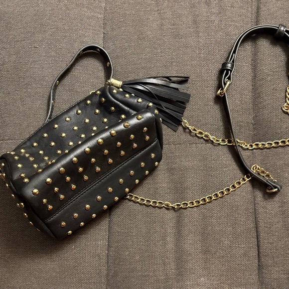 Studded Black Leather Crossbody Bag - Picture 5 of 10